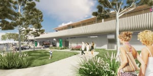 The new station design is inspired by the metal fluting on Transperth trains. 