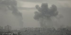 Smoke is seen over Beit Hanoun in the Gaza Strip as a result of the attack from the Israeli side of the border on Friday.