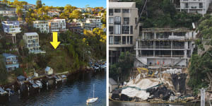 The Seaforth waterfront property prior to construction (left) and the site pictured last week. 