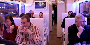 Food miles... Dining in the tram.