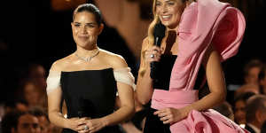 That’s life:America Ferrera (left) and Margot Robbie present a segment from Barbie during the Screen Actors Guild Awards in February.