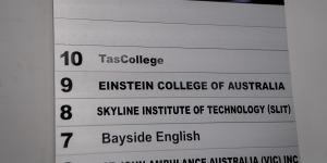 Einstein College is among 16 vocational colleges in office towers along King Street.