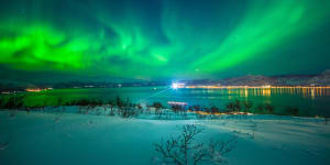 The Aurora Borealis over Tromso,Northern Norway.