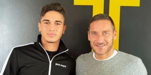 Cristian Volpato with Italy and Roma legend Francesco Totti,who is also his agent.