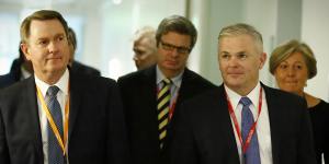ExxonMobil Australia chairman Richard Owen arrives for a meeting in Parliament House in Canberra in 2017.