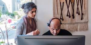 Rahul Desikan with his wife,Maya Vijayaraghavan. He researched genetics and the brain – using eye movement to type on his computer – until he passed away from ALS in 2019.