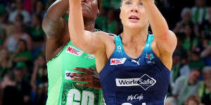 Kiera Austin in the Vixens’ round one Super Netball loss to West Coast.
