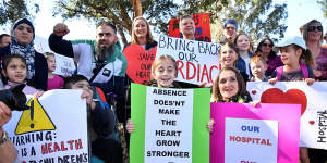The rally outside the Sydney Children's Hospital at Randwick last Sunday.