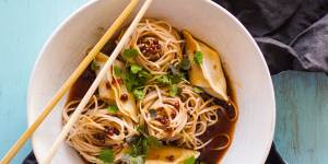 Pink peppercorns perk up this noodle soup.