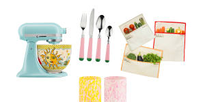 KitchenAid x Alemais stand mixer and bowl;16-piece cutlery set;“Macchia” tumblers;“Taster Bundle” produce storage bags.