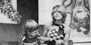 Carla Zampatti at home in the 70s with her young son Alex.