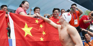 Sun Yang and family celebrate after another win.