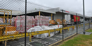 Qantas cargo being stored at Melbourne Airport on Wednesday. 