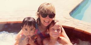 Annabel Johnson (centre) with her kids Rache and Jordan as children.