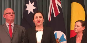 Corrective Service Minister Bill Byrne,Premier Annastacia Palaszczuk and Attorney-General Yvette D'Ath announce changes to youth detention in Queensland.
