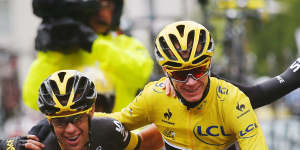 Richie Porte and Chris Froome as teammates at the Tour de France. 