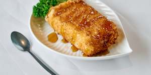 Deep fried ice cream with honey.