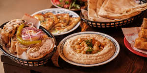 Moorish chicken,fatoush with Lebanese flatbread,homous and haloumi at Emma’s Snack Bar. 