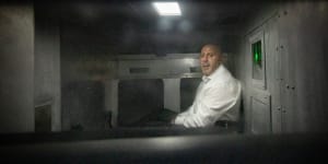 Tony Mokbel leaves the County Court in a prison van earlier this month.
