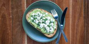 Avocado and goat's cheese on toast.