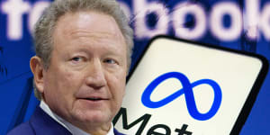 Andrew Forrest,Facebook,Meta,court action WA Magistrates Court. Pictures:Bloomberg/Getty