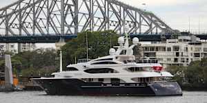 Superyacht ‘Australia’,which flies the Maltese flag and is owned by mining magnate Clive Palmer,has docked in a prime location ahead of this weekend’s Riverfire display.