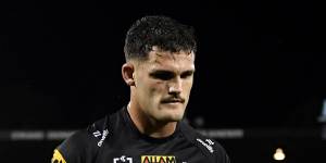 Nathan Cleary comes from the field on Friday.