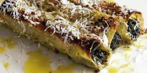 Justin North's cannelloni of silverbeet with burnt butter and parmesan.