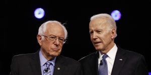 Democratic presidential candidates Bernie Sanders,and former vice-president Joe Biden.