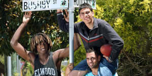 Nic Naitanui,Chris Yarran and Michael Walters back in Bushby Street in 2008.