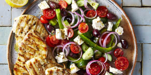 Greek chicken and salad.