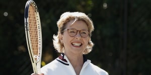 Former world number one doubles player Sam Stosur was tasked with bringing Bening (pictured) and the rest of the cast to a level of tennis skill would mimic competition standard.