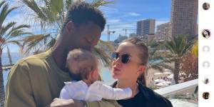 With husband Gael Monfils and baby Skai.