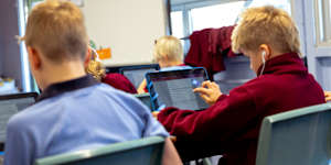 Students study for NAPLAN at primary school.