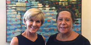 Outgoing secretary-general of the Pacific Islands Forum Meg Taylor with former foreign affairs minister Julie Bishop.