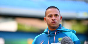 Usman Khawaja spoke at the MCG on Friday,after being charged with breaching ICC regulations.