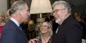 Rolf Harris meets King Charles III,then the Prince of Wales,in 2009.
