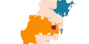 Map of disaster payments by Sydney area.