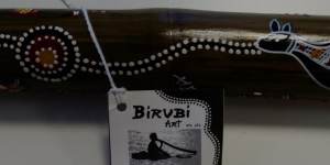 An example of a Birubi souvenir didgeridoo falsely advertised as"Aboriginal"when in fact it is manufactured in Indonesia. 