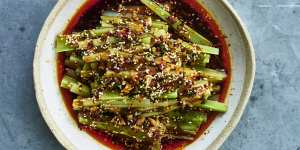 Waste not,want not:Broccoli stem salad with Sichuan dressing.