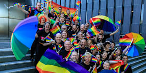 Members of the Sydney Gay and Lesbian Choir. The choir is participating in 1000 Voices for Melt Festival in Brisbane.