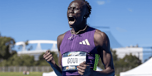 Gout Gout wins the men’s 200m final at the Australian Athletics Championship.