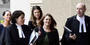 Greens senator Sarah Hanson-Young arrives at court on Wednesday.
