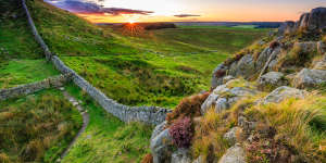 Sunset at Hadrian’s Wall in Northumberland.