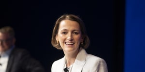 Telstra chief executive Vicki Brady as she delivered the company’s $1 billion profit on Thursday.