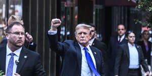 Former US president Donald Trump arrives at Trump Tower. 