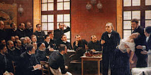 One of Jean-Martin Charcot’s public exhibitions at Paris’ Salpetriere Hospital Asylum,1887.
