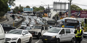 Heavy congestion plagued Victoria Road through Rozelle for the second morning in a row.