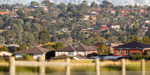 A view of the CBD skyline from Mickleham Road in Greenvale:Melbourne’s urban growth boundary has been extended several times. 