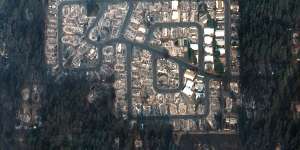 Part of the northern Californian town of Paradise after a wildfire last week. 